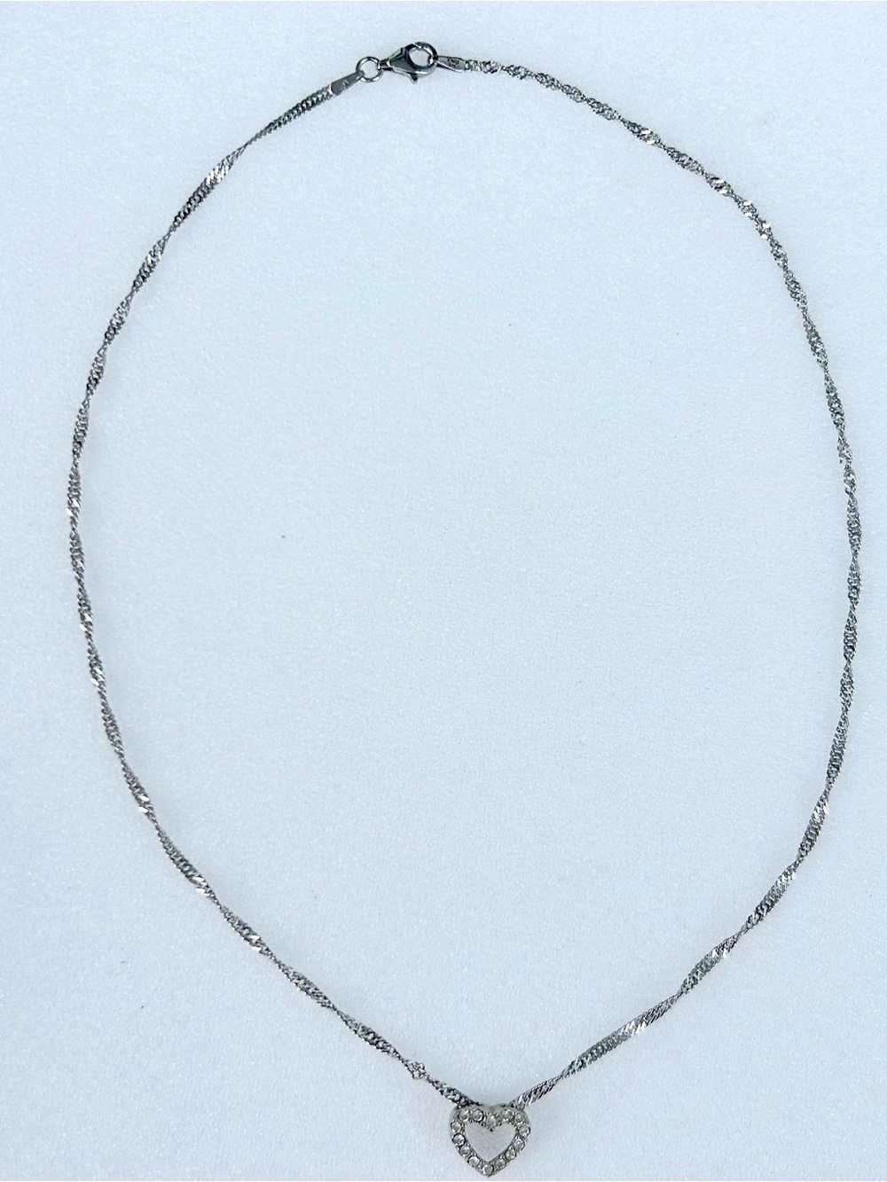 Singapore Twist Sterling Silver Chain with Heart Pendant Necklace 16 Inches